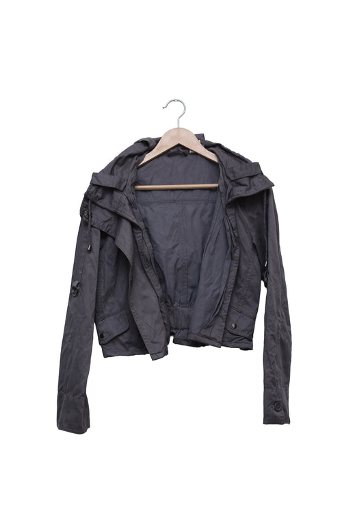 Charcoal Hooded Crop Jacket