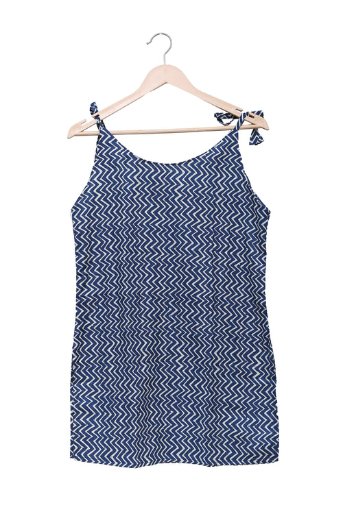 Indigo Chevron Tie Shoulder Kurti