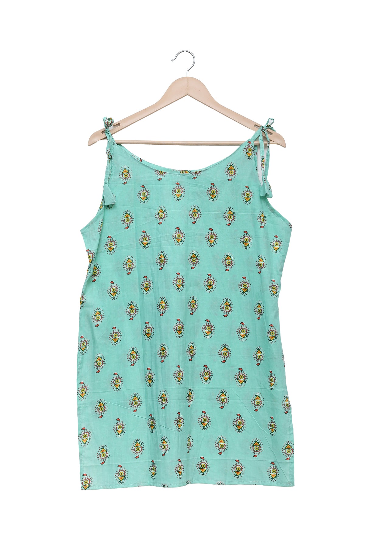 Mint Motif Tie Shoulder Kurti