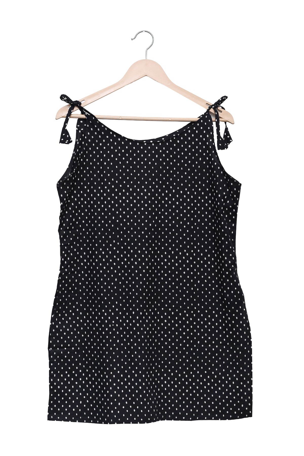 Black Polka Dot Tie Shoulder Kurti