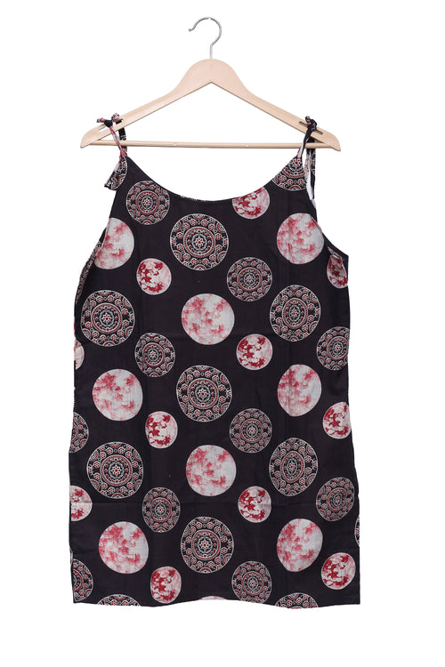Black Medallion Tie Shoulder Kurti