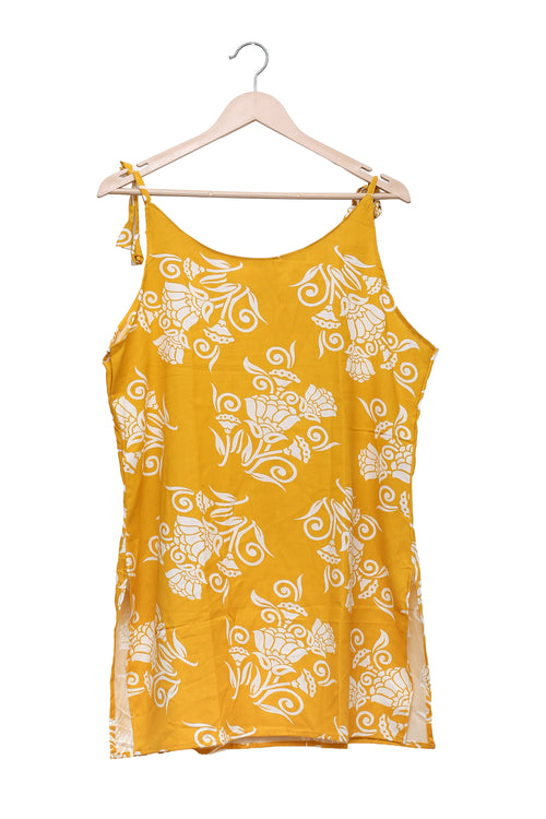 Mustard Floral Tie Shoulder Kurti