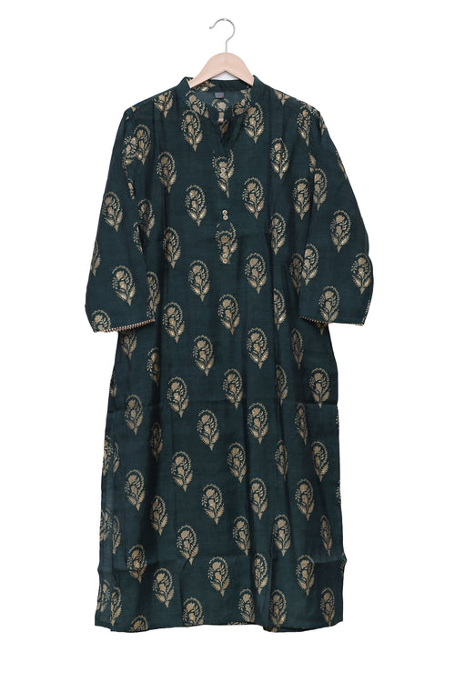 Forest Green Floral Motif Kurti