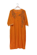 Mustard Floral Vine Embroidered Kurti