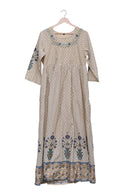 Cream Blue Floral Anarkali Kurti
