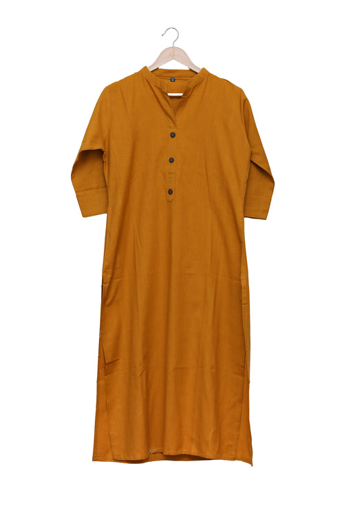 Mustard Minimal Button Kurti