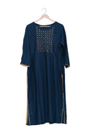 Deep Teal Embellished Grid Kurti
