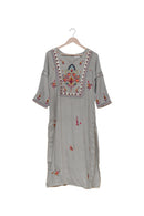 Gulika Grey Floral Embroidered Kurti - Sarojini Market Online