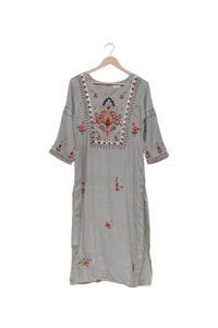 Gulika Grey Floral Embroidered Kurti