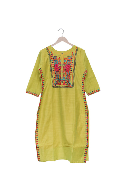 Lime Pop Embroidered Kurti