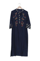Midnight Bloom Navy Embroidered Kurti - Sarojini Market Online