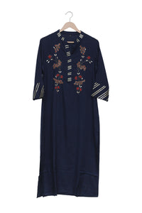 Midnight Bloom Navy Embroidered Kurti
