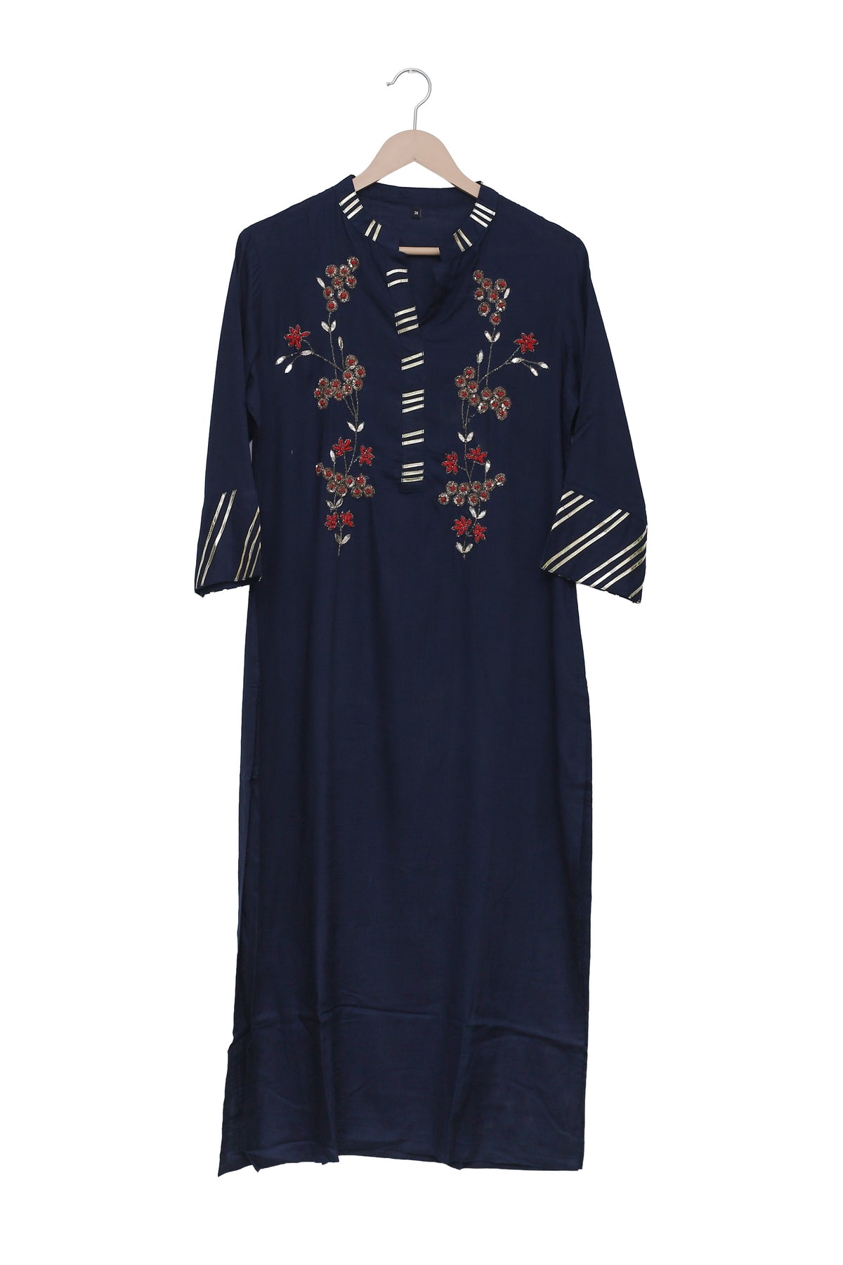 Midnight Bloom Navy Embroidered Kurti - Sarojini Market Online