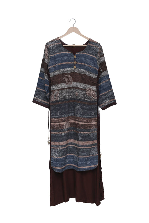Indigo Dusk Layered Print Kurti