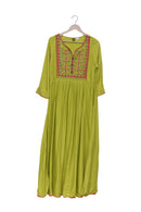 Pistachio Muse Embroidered Flared Kurti
