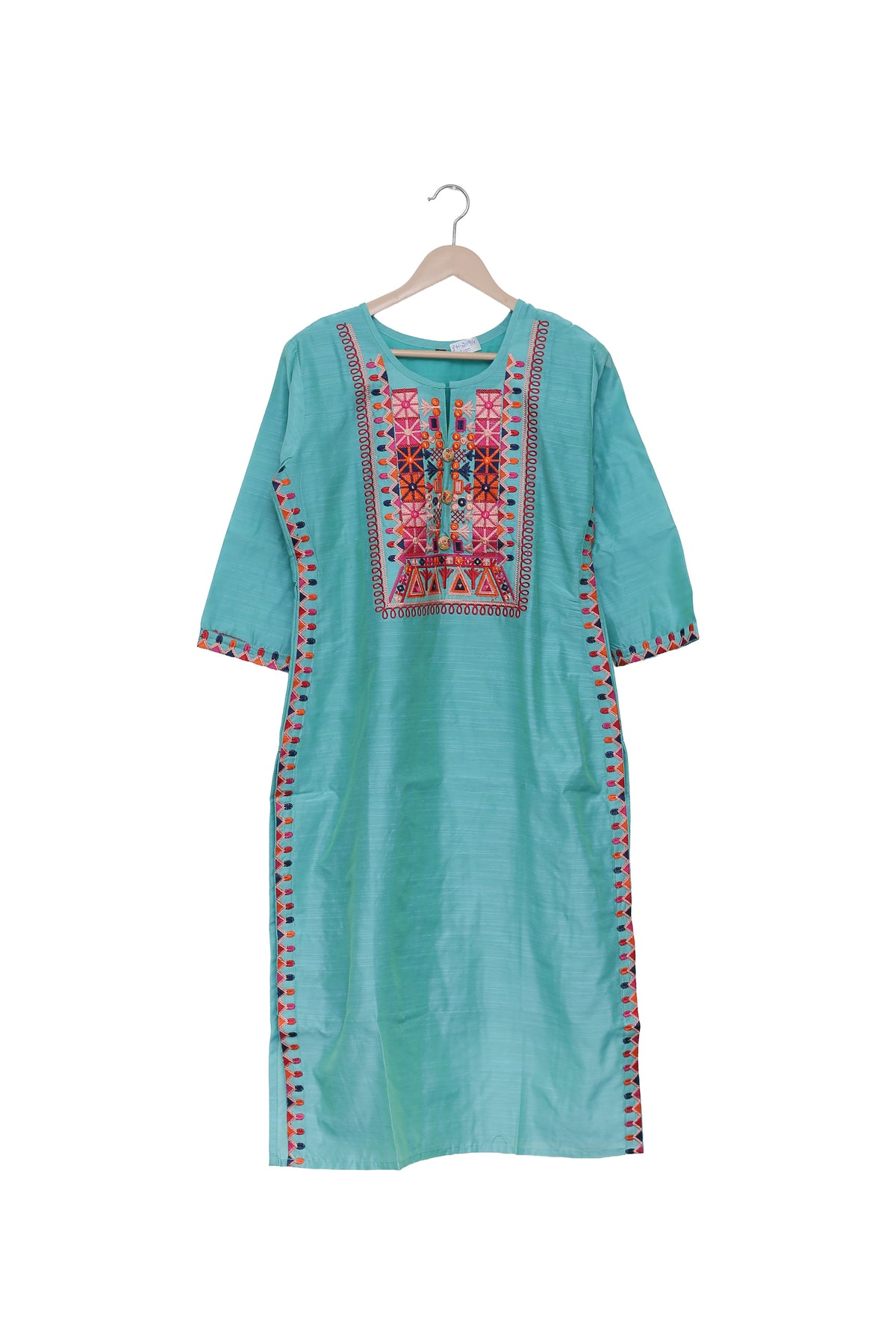 Aqua Bloom Embroidered Kurti