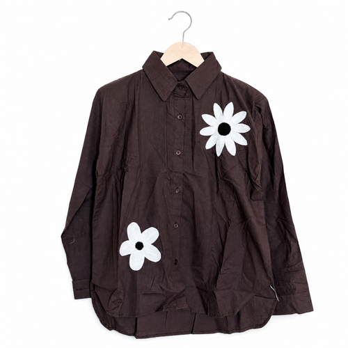 Brown Floral Patch Shirt"
