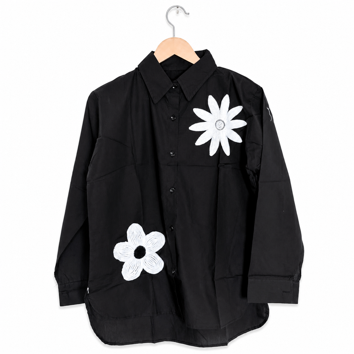 Black Floral Patch Shirt"