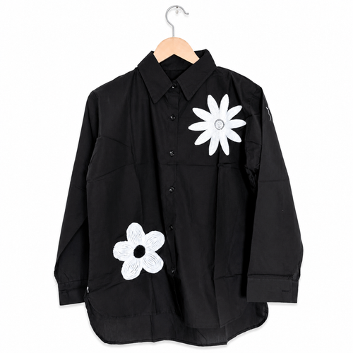 Black Floral Patch Shirt"