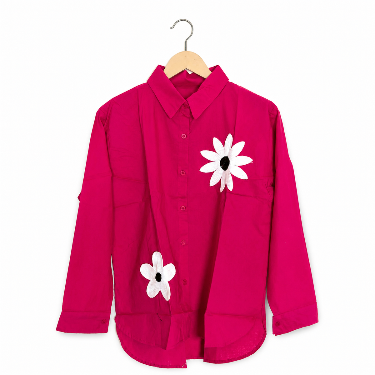 Hot Pink Floral Patch Shirt"