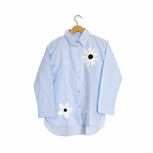 Light Blue Floral Patch Shirt"