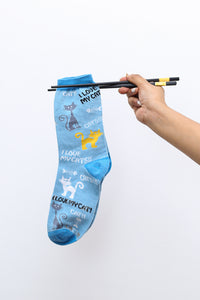 Cat Lover Blue Socks