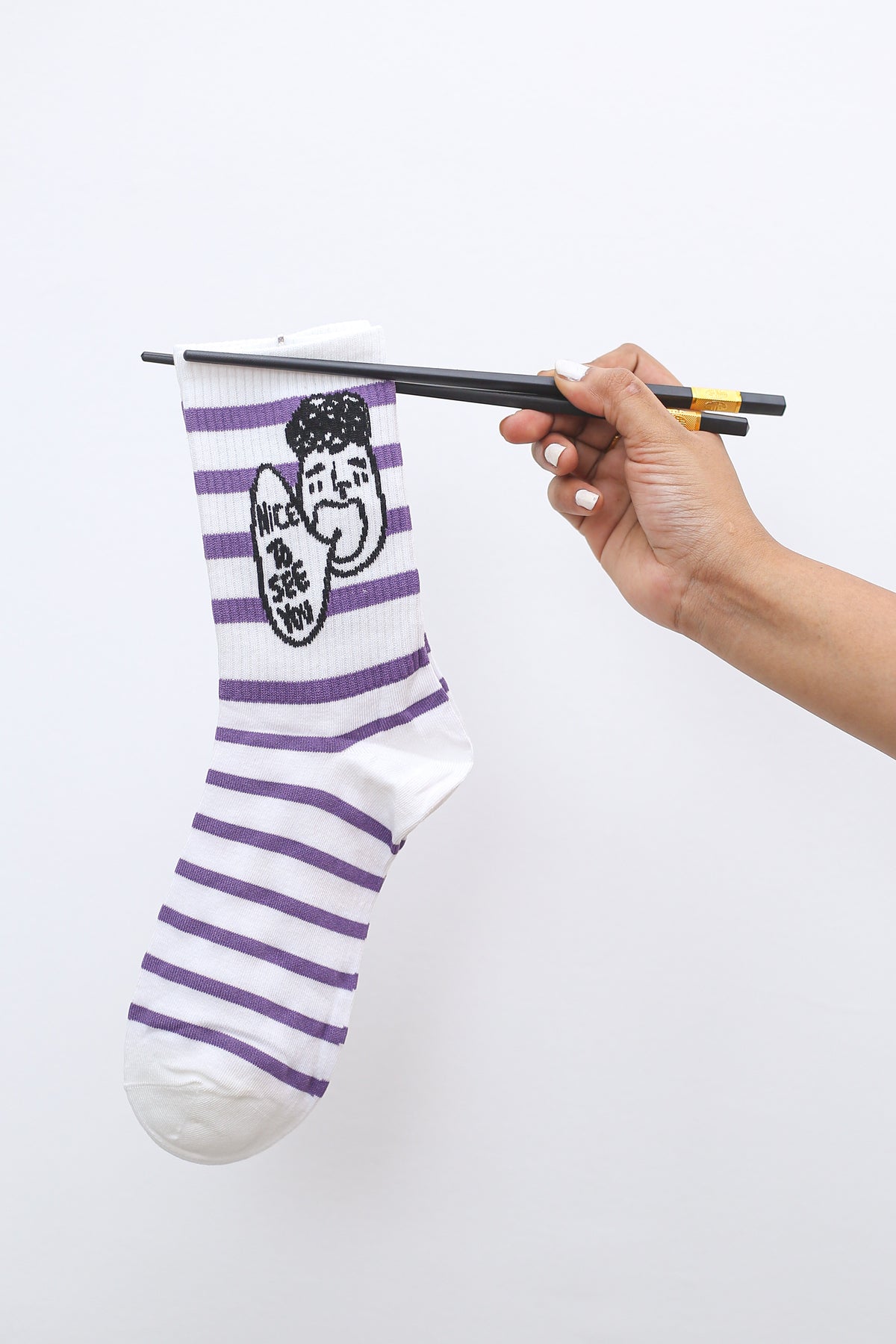 Purple Stripe Comic Socks