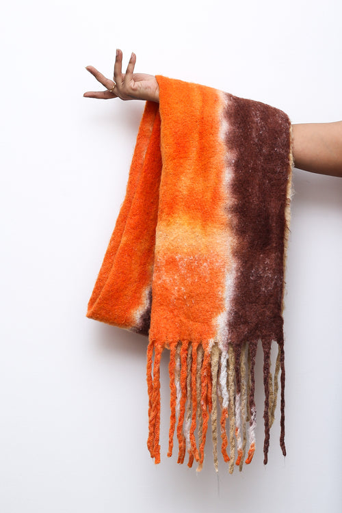 Orange Pumpkin Spice Colourblock Scarf