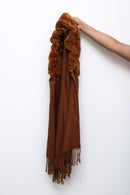 Cinnamon Teddy Crush Plush Trim Scarf