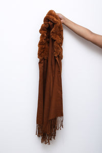 Cinnamon Teddy Crush Plush Trim Scarf