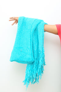 Aqua Cozy Knit Scarf