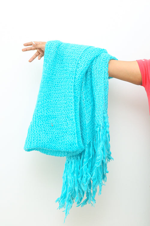 Aqua Cozy Knit Scarf