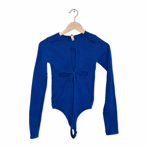 Electric Blue Cut-Out Bodysuit"