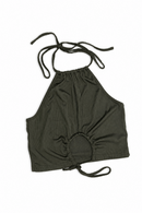 Olive Crush Cut-Out Halter Top"